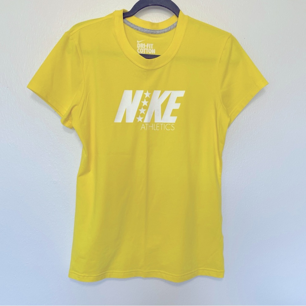 NIKE ATHLETICS T SHIRT MED SIZE COTTON YELLOW SHORT SLEEVE UNISEX